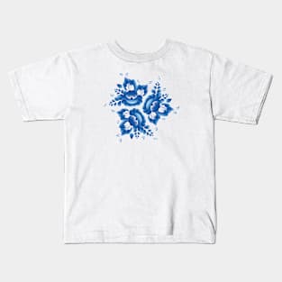 Romantic blue flowers and leaves (2) Kids T-Shirt